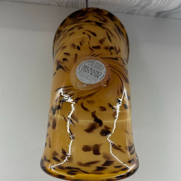 Vintage Murano White Crystal Leopard Art Glass Made In Italy Amber w/Stickers - Picture 8 of 10